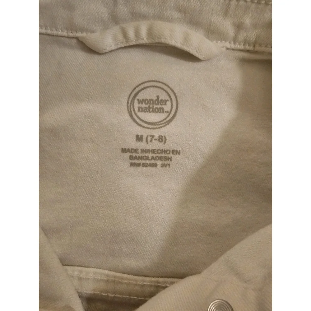 Cat &‎ Jack Girls Cropped Denim Jacket Size M (7–8) Cream White Button Front - Picture 2 of 7